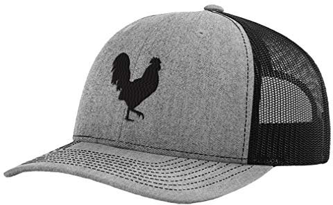 Baseballkappe mit Hahn-Motiv, Stickerei, Polyester-Mesh. - Grau - Einheitsgröße