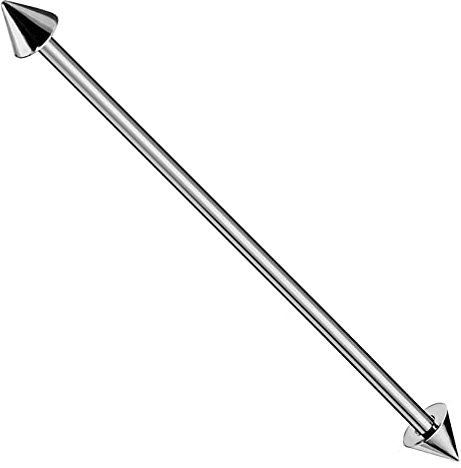 Monster Piercing Solide Titan G23 14 Gauge (1,6 MM) - 50MM Länge gerader Barbell mit 6MM Konus Industrial Piercing