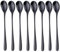 Bisda Cuillères à thé glacé café Lot de 8 Noire Cuillère à Long Manche en Acier Inoxydable Cuillère pour Cocktail Dessert Yogourt 20,5 cm(8 inch) Longueur