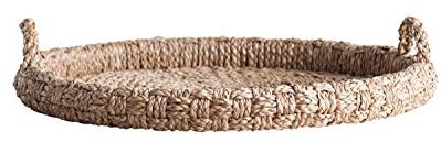 Creative Co-op Round Braided Bankuan Tray with Handles, Brown, 29