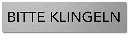 Interluxe Türschild Bitte klingeln 200x50x3mm, Schild selbstklebend und robust aus Aluminium für Haustür, Bürotür, Wohnungstür, Firmentür, Warenannahme, Lager