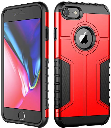 JETech Case for iPhone 8 and iPhone 7, Dual Layer Protective Cover with Shock-Absorption (Red)