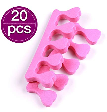 Zehenspreizer aus Schaumstoff, Einweg, für Nailart, Pediküre, Maniküre, Set von 20 Stück, Pink