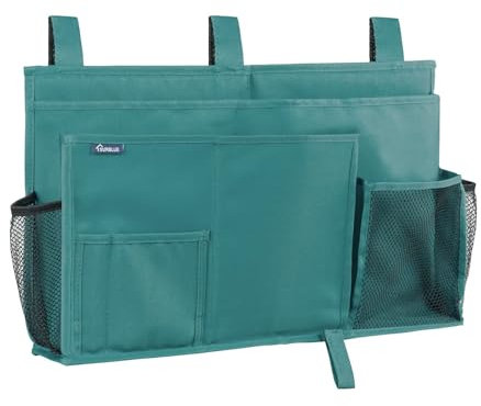 Surblue Caddy Hanging Organizer Bedside Storage Bag for Bunk and Hospital Beds, Teal, L