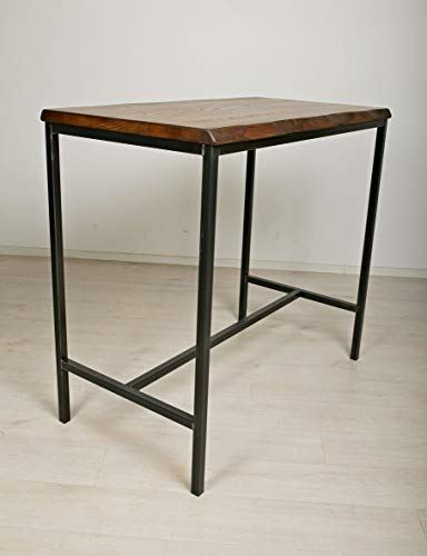 Original BestLoft® Bartisch Massive edle Eiche Industriedesign Loft Handmade (EIN Stehtisch:120cmx66cm, Eiche geräuchert mit Baumkante)