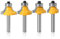 Mesee 4 Pieces Round Over Edging Router Bit Set 1/4 Inch Shank Roundover Edge-Forming Bits Woodworking Corner Rounding Trimming Milling Cutter Tools, 5/16 3/16 1/4 1/8 Radius
