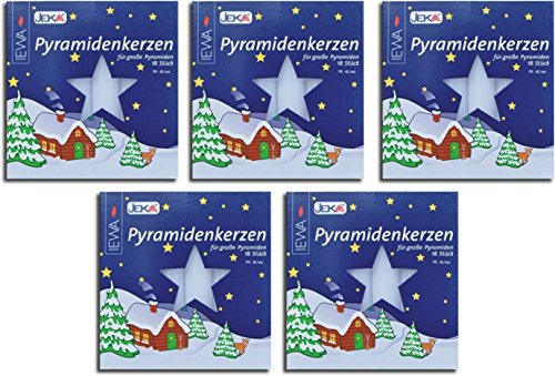 Ebersbacher Kerzenfabrik GmbH JEKA Pyramid Kerzen, Pyramiden Pyramidenkerze Wachs (Weiß, 17 x 100mm (5er Pack))
