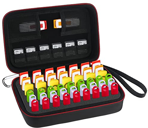 BOVKE Organisateur de boîtier de Lecteur Flash USB 48 emplacements pour Cartes SD Support de Carte mémoire pour Lecteur de Pouce pour clés USB SanDisk Samsung Netac PNY TOPESEL - Poche Filet, Noir