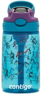 Contigo Kids Cleanable, Easy Clean Autospout Botella Infantil Con Pajita Resistente Libre De BPA 100 An Unisex Youth, Unicorns, 420 Ml