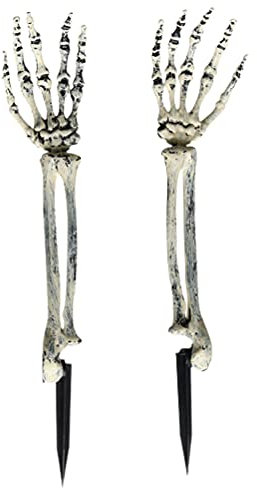 HUSHUI Mani di Scheletro di Halloween, Set Scheletro di Halloween Spaventoso Scheletro di Mani Palo Osso di Mano Umana Finto per Decorazioni di Halloween per Interni Esterni