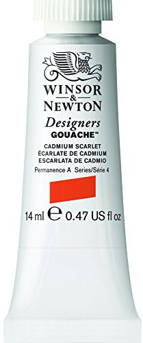 Winsor & Newton 8840471 Designer Gouache - Kadmiumscharlach, 14ml Tube - matte deckende Gouachefarben, Ideal für Gouachemalerei, Brillante, lichtechte Farben mit großer Deckkraft