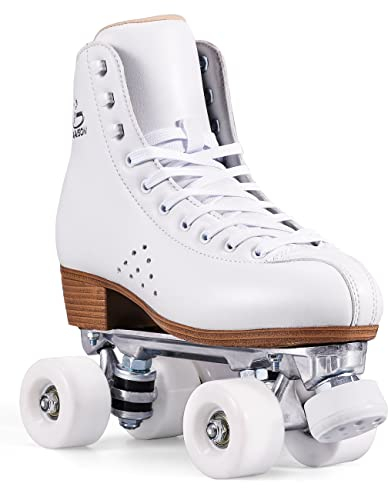 PAPAISON Rollschuhe für Damen und Mädchen, Deluxe, 2-lagig, Mikrofaser-Leder, zweireihig, Klassische Rollschuhe für Herren, professionelle Outdoor-Indoor-Quad-Skates für Kinder und Erwachsene