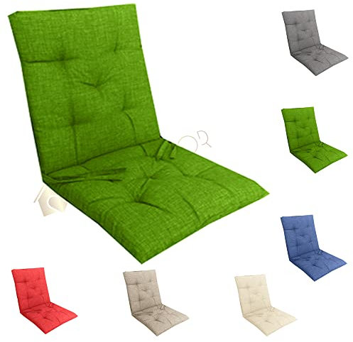 Home Tresor - Cuscino Sedia con Schienale Basso Reclinabile | Imbottito, con Laccetti ed Elastico Fissaggio (Verde, 1)