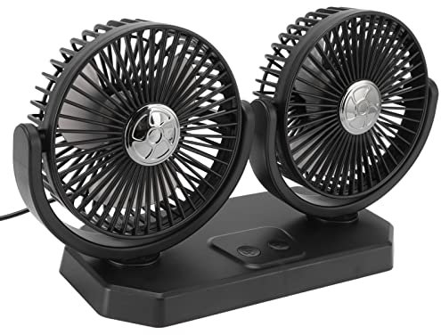 Haofy Ventilateur de Voiture 12 V, Double Tête de Ventilateur de Voiture USB, Ventilateur Portable à Double Tête pour Voiture, Camion, Camionnette, SUV, Camping-Car, Bateau, Maison