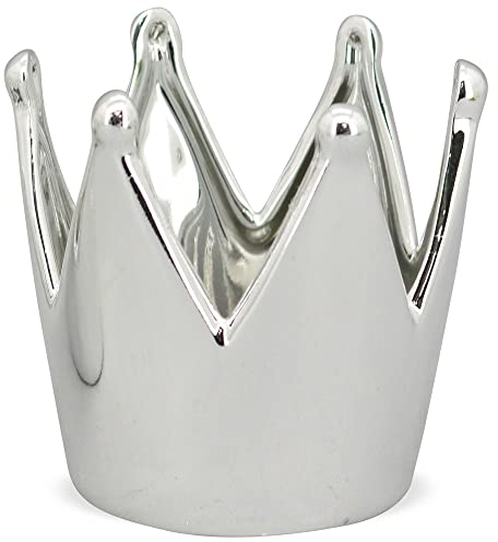 matches21 Krone Dekoaufsteller Windlicht Dekokrone Aufsteller Silberdeko Wohndekoration Dolomite silber 1 Stk Ø 10x10 cm