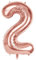 SUSNUAN 40'' Rose Gold Number 2 Balloon for Boy Girl Birthday Party Decors, Large Helium Foil Number Balloons 0-9 for Age Balloons/Celebration Balloons Anniversary Wedding Decor (Rose Gold 2) (NB0-9)