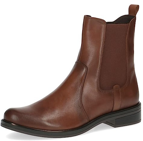 CAPRICE Damen Chelsea Boots Kleiner Absatz Elegant, Braun (Cognac Nappa), 41 EU