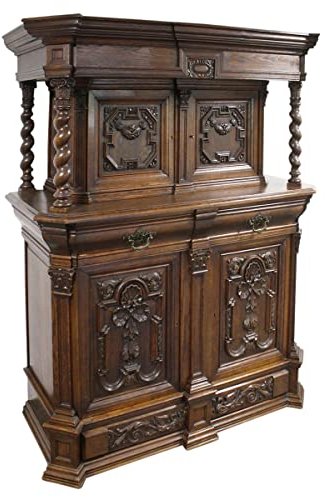 Gründerzeit Schrank um 1880 | Antike Kredenz aus Eiche | Aufsatzschrank 2-teilig zerlegbar (11025)