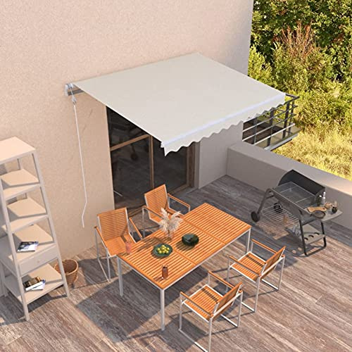 Homgoday Tenda da Sole Retrattile Manuale Tenda da Sole per Esterno Tende da Sole per Balconi Tenda da Sole per Esterno a Caduta Tenda Sole Esterno 350x250 cm Crema