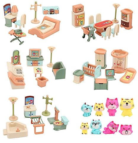 BananMelonBM 50 Pack Kids Age 3+ Little Dollhouse Furniture Set Toys House Big Dreams for Baby Children Girls Boys +,Miniature Accessories Educational Pretend Play Toys for Toddler