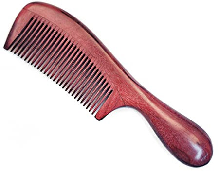 Anti-Static Handicraft Natural Violet Wood Hair Combs Round Handle Wooden Hair Combs,5PCS