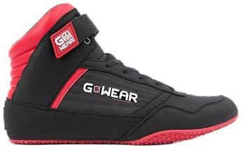 Gwear Classic High Tops - Bodybuilding und Fitness Schuhe mit Logo leicht bequem perfekt für Gym Sport Krafttraining (schwarz / rot, EU Schuhgrößensystem, Erwachsene, Numerisch, M, 37)