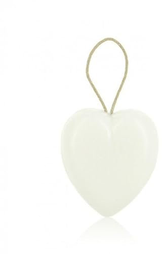 Savon de Marseille cœur blanc avec corde-savon artisanal au beurre de karité bio 95g