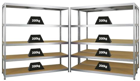 PROREGAL Mega Deal 3er-Set Schwerlastregal Giant Elephant 180x180x45cm mit 5 Ebenen Fachlast 200kg Verzinkt, Kellerregal, Steckregal, Garagenregal, Lagerregal