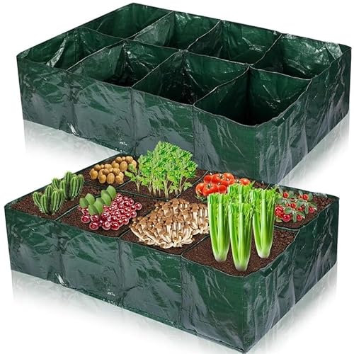 Rectangular Raised Beds Garden Plant Flower Grow Bag,Garden Grow Bed Large Vegetable Planting Bag,Plastic Grow Bags for Herbs,Thickened Divider Gardening Planting Container (8 Grid)