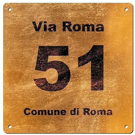 Número de casa de placa de aluminio compuesto rígido de 3,5 mm de grosor cuadrado – Placa con número y/o vía personalizada, homologada en relieve o impresa (dorado)