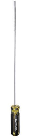 sourcing map Long Slotted Screwdriver 12 Shank CR-V Flat Head Magnetic Screwdrivers for Industry and Automobile Repair, Silver Tone