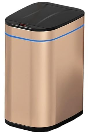 Cubo de basura Bote de basura de acero inoxidable con tapa de cierre suave, moderno bote de basura automático sin contacto con canasta interior extraíble for sala de estar, dormitorio, baño Papeleras(