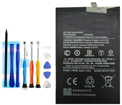 Vvuilsty BN66 Batería de Repuesto para Redmi 10C, batería de 0 ciclos Compatible con Redmi 10C con Kits de Herramientas de reparación