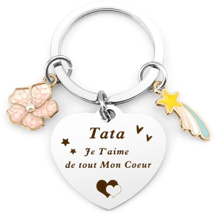 JoyrnalK Cadeau Tata Porte Clef Cadeau Pour Tata Cadeaux Tante Cadeaux Tatie Anniversaire Idee Famille Personnalisé Merci Remerciement Surprise Rigolo Noël Porte Clef Fete Des Meres