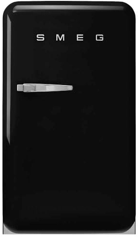 Smeg, FAB10RBL6 Kühlschrank, Tisch Top Vintage, 1 Tür, 122 l, Scharniere rechts, kalt statisch, Gefrierschrank 17 l, 1 verstellbares Einlegeboden, 1 Gemüsefach und LED-Beleuchtung, Höhe 97 cm, schwarz