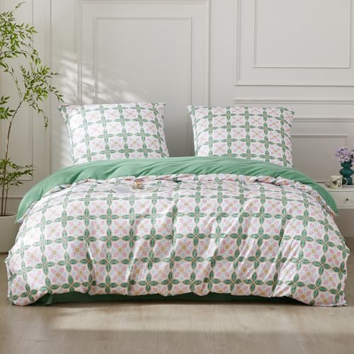 SAPHREAS Bettwäsche 200x220 Böhmisch Bettwäsche Sets Mikrofaser Boho Grün Paisley Bettwäsche 3teilig Kuschelige 1 Bettbezug 200x220 cm mit Reißverschluss + 2 Kissenbezüge 80x80 cm(Ohne Bettdecken)