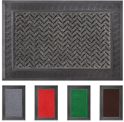 OLIVO.shop Zerbino antiscivolo grecato, moquette e gomma, 40x60 cm, 5 colori (Grigio Scuro)