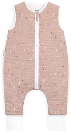 Ehrenkind® Musselin Schlafsack mit Füßen 2.5 TOG 100% Bio-Baumwolle Rosé mit Tropfen | 100 cm | Oeko Tex zertifiziert