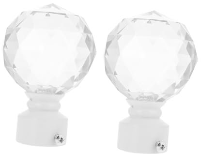 RORPOIR Set mit 2 Endstopfen für Gardinenstangen elegante Endstücke aus Eisen und Kristall für die Fensterdekoration im Wohnzimmer