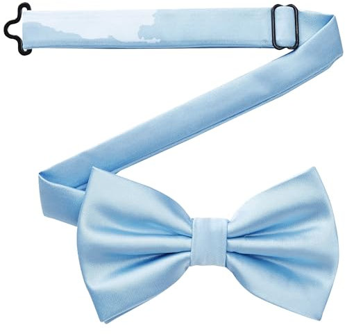 DonDon Fliege Herren handgefertigt Seiden-Look 12 x 6 cm Fliege Hellblau