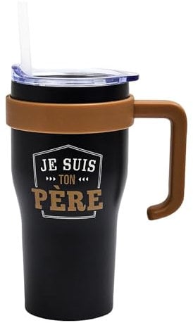 THE CONCEPT FACTORY, KA0618, Mug de Transport élégant 60cl, Isolation Thermique, Design Moderne, idéal pour café, thé, Smoothies, Facile à Nettoyer, Noir Taille : 60cl, Couleur : Noir