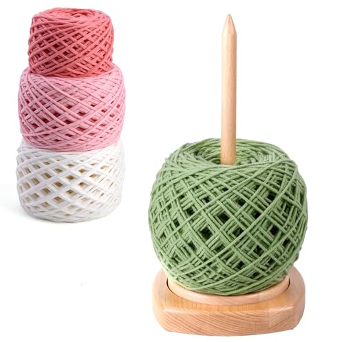 Caydo Wooden Yarn Holder for Knitting and Crocheting, Large & Portable | Easy Install and Operate, Yarn Spinner Holder with Yarn Storage, Perfect Crochet Gift for Craft Enthusiasts - Large