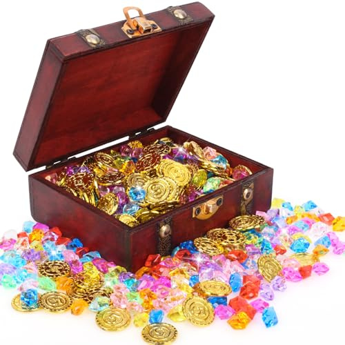 RNHDLY Piratenschatz Schatzkiste Kindergeburtstag, Goldtaler Piratenschatz