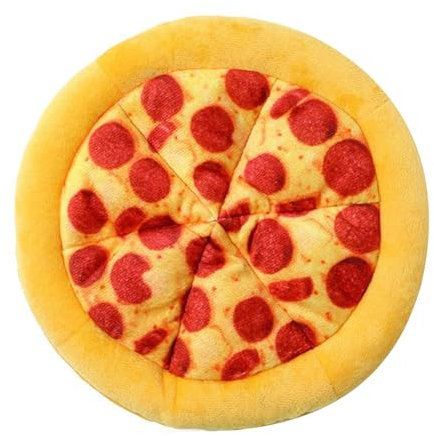 Navna Kaufreundliches Plüsch-Pizza-Haustierspielzeug für Hunde und Katzen, realistische Pizza mit Quietscher für Interaktionsspiele im Innenbereich