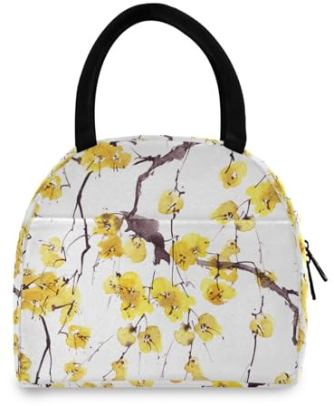 OWFKAY Lunch Bag Tote Bag Lunch Bag for Women Lunch Box Insulated Lunch Container-Plum Tree Yellow Flowers