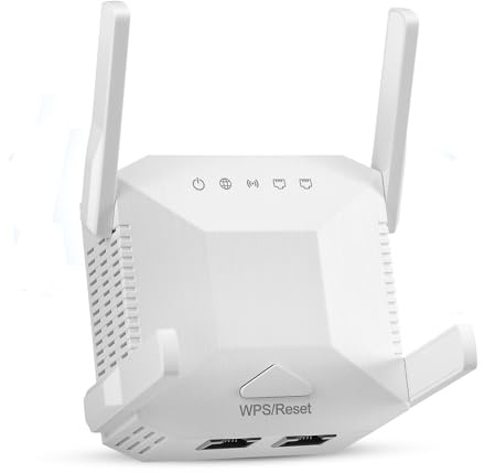 2025 WiFi Extender Extender Booster, Wireless Internet Booster Signal Coverage 1300sq.ft, WiFi Repeater Broadband Extender with Ethernet Port, 1200Mbps Dual Band 2.4G&5G, Easy Setup, UK Plug