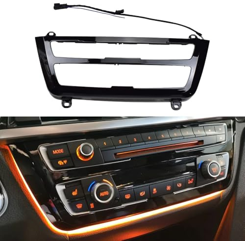 AC Radio Panel Dekorative Leuchte Atmosphärenlicht für Innen Armaturenbrett Mittelkonsole Kompatibel mit BMW F30 F31 F32 M3 M4 F80 2 Farben LED Umgebungslicht (Schwarz)