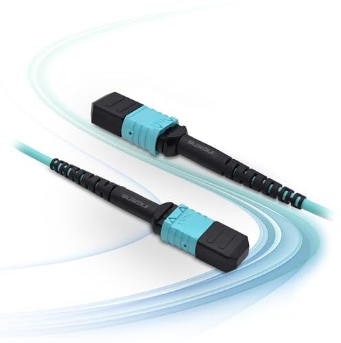 SUWOLF 10M/33FT 12Fasern Polarität Typ B OM3 MPO zu MPO Patchkabel Beide Female LSZH MPO - MPO LWL Patch Kabel/Optical Fiber Patch Cord für QSFP+/QSFP28 und MTP Steckverbinder Kompatibel