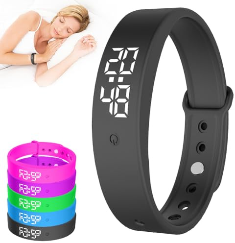 DASIAUTOEM Montre de rappel vibrante - Bracelet vibrant - Alarme vibrante silencieuse - Avec minuterie et 10 alarmes quotidiennes - Rappel d'alcool pour personnes âgées - Réveil médicamenteux