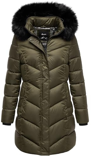 REPUBLIX Damen Gefütterte Dicke Glanz Winter Jacke Mantel Parka mit Kapuze RJ-8020